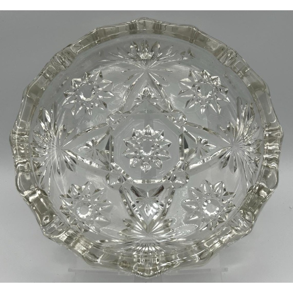 Anchor Hocking Star of David Clear Glass Ashtray Starburst‎ 8" in Vintage